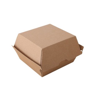 Caja para Hamburguesas Marrón Desechable para Envasado de Alimentos con Tapa Estilo Minimalista para Comida Rápida para Llevar - Product Image 1