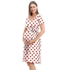 Оптовая продажа, Лучшая цена, Элегантные Роскошные офисные юбки в горошек для беременных, длинные юбки больших размеров для беременных женщин