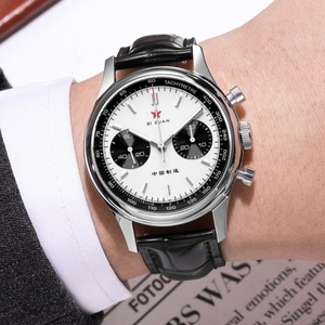 40mm Panda Mens 1963 Chronograph Mechanical Luxury Leather Strap Sapphire Pilot <b>Watch</b> with St1901 Movement - Product Image 5