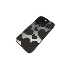 Coque de téléphone tendance noire en forme de cœur colorée pour iPhone 17 Pro Max 16 Plus 15 Pro 14 13 12 11 IMD Funda Housse arrière de téléphone portable