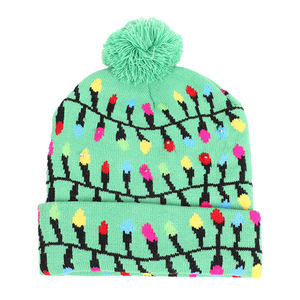 2024 nouveaux produits transfrontaliers automne et hiver à la mode noël Led lumière tricoté chapeau - Product Image 4