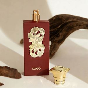 Botella de Perfume de Alta Gama Estilo Árabe con Grabado 3D de Hoja de Ginkgo Plateada y Caja de Regalo Negra a Juego para Hombres y Mujeres - Product Image 2