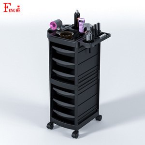 Nuovo Carrello Professionale in Plastica Nera per Parrucchieri con 6 Cassetti per Salone e Barbiere - Product Image 5