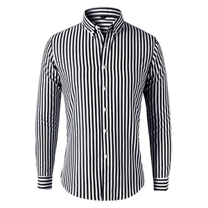 Camisa de Negocios a Rayas para Hombre, Servicio OEM - Camisa de Trabajo de Manga Larga con Cuello Camisero para Primavera, Camiseta Informal de Oficina (Venta al por Mayor) - Product Image 4