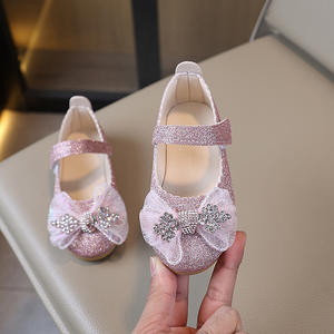 Zapatos <span class=keywords><strong>de</strong></span> Tacón Bajo con Cristales, Estilo Princesa para Niñas, Primavera-Otoño, con Lazo, Suela Suave <span class=keywords><strong>de</strong></span> Cuero - Product Image 4