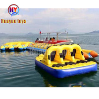 Bateau gonflable tractable excitant pour le divertissement aquatique - Matériau PVC, couleur jaune, capacité 100-500 kg, 3,7x2,5 m, 5-10 passagers