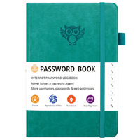 Carnet de mots de passe personnalisé A5, carnet d'adresses, annuaire téléphonique, organiseur de mots de passe en cuir PU avec logo