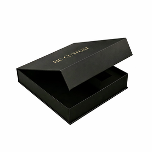 Boîte cadeau magnétique noire de luxe personnalisée, emballage en papier pliable avec logo en feuille d'or pour marques haut de gamme OEM - Product Image 3