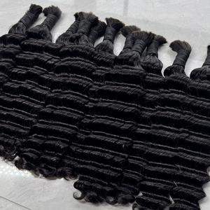 <b>Deep</b> <b>Wave</b> Bulk Hair Human Hair No Weft Natural Black Soft Bouncy Hair For Braiding Boho Braids <b>Wig</b> Making - Product Image 5