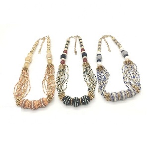 Collar de cuentas de semillas chapado en oro hecho a mano para mujer, múltiples capas, estilo bohemio, amplio regalo de aniversario, regalos de aniversarios emocionales - Product Image 1