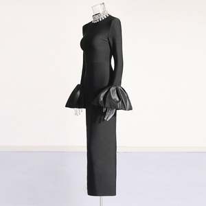 Bettergirl 2024 abiti <span class=keywords><strong>da</strong></span> sera <span class=keywords><strong>da</strong></span> donna floreali nuovo collo alto floreale manica lunga a fascia con guaina arruffata naturale Sexy Casual - Product Image 3