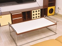 Mesa de Centro Moderna de Vidrio Templado con Marco Metálico, Reversible, Portátil, Altura Ajustable, Giratoria, Multifuncional y Ecológica