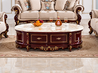 Ensemble table basse et meuble TV en marbre beige crème, structure en bois massif, écologique, durable, plateau surdimensionné, finition personnalisée, style moderne pour salon