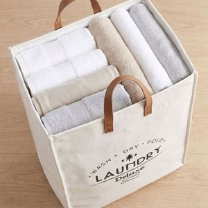 Panier à linge pliable en coton pour dortoirs d'étudiants, auberges, blanchisseries commerciales, avec poignées, pour l'entretien ménager des hôtels - Product Image 3