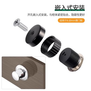 Concealed Drawer Handle Round Zinc Alloy Modern Cabinet Wardrobe Door Single Hole Retractable Easy Installation - Product Image 4