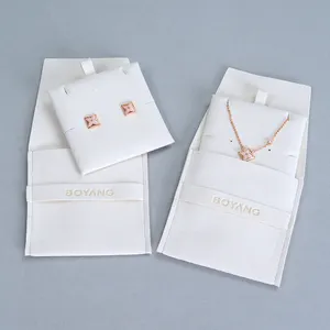 50pcs Customize Business Logo Text Jewelry Packaging Pouches Chic Small  Microfiber Bags For Earings Necklace Luxury Jewellery