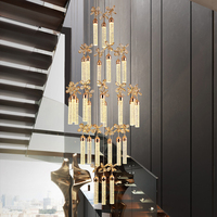 Spiral Villa Lustre décoratif en cristal de luxe LED Lustre d'escalier à haut plafond pour hôtel et usage domestique