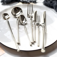Ensemble de couverts de luxe en acier inoxydable 18/8 argenté brillant, couteau, cuillère, fourchette, baguettes, compatible lave-vaisselle