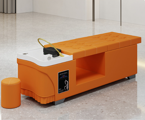 Fauteuil de lavage de cheveux Orange Salon Beauty Bed, banc de beauté rembourré avec lavabo intégré et rangement - Product Image 1