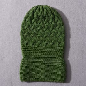 Chapeaux d'hiver en laine tricotée de haute qualité pour adultes, doux, à revers épais, luxueux, en tricot uni, respirants et bonnets pour femmes - Product Image 5