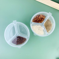 Gobelet à sauce jetable en PP de qualité alimentaire, 3 compartiments, 150 ml, transparent avec couvercle à charnière, récipient à condiments pour salade à emporter