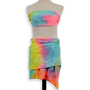 Rainbow Tie-Dye Spandex Fabric, 4-Way Stretch Elastic Material for Sewing Swimwear & Sportswear - Product Image 2