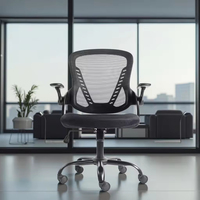 Chaise de bureau pivotante à dossier mi-haut en maille noire pour visiteurs – Prix bas, moderne, minimaliste, hauteur réglable, en tissu