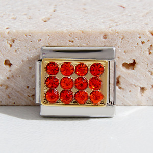 Stainless Steel Italian Modular Bracelet With Crystal Geometric Design Unisex Everyday Wear - Product Image 2