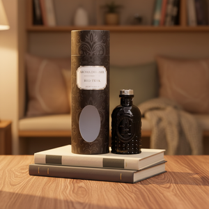 Aikun OEM Embossed Glass <b>Bottle</b> 120ml Aroma <b>Diffuser</b> Cylinder Box IP16 Red Teak Reed <b>Diffuser</b> Gift Set For Luxury Gift Market - Product Image 1