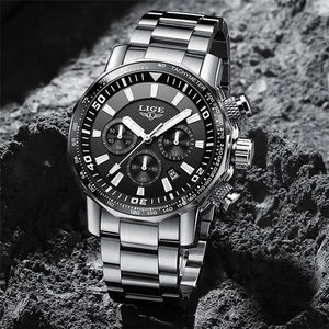 <span class=keywords><strong>LIGE</strong></span> – montres de luxe pour hommes, <span class=keywords><strong>montre</strong></span> en acier complet, sport, étanche, horloge à Quartz, <span class=keywords><strong>2021</strong></span> - Product Image 2