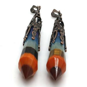 Pendentif pendule naturel à 7 chakras Améthyste Cristal de quartz rose 12 facettes Thérapie Guérison Radiesthésie Divination Pendule - Product Image 2