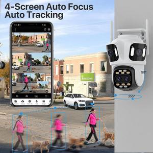 Icsee 12MP 3K IP máy ảnh bốn ống kính bốn màn hình <span class=keywords><strong>8X</strong></span> <span class=keywords><strong>Zoom</strong></span> quang học con người phát hiện theo dõi ngoài trời PTZ WIFI mạng Máy ảnh - Product Image 4