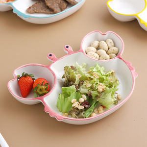 Adorable assiette à dîner pour enfants en céramique en forme de crabe de dessin animé divisé - Product Image 6