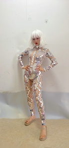 ชุดจั๊มสูทแบบโปร่งใส<span class=keywords><strong>แขน</strong></span>ยาวสะท้อนแสง, ชุดนักเต้น<span class=keywords><strong>แขน</strong></span>ยาว - Product Image 4