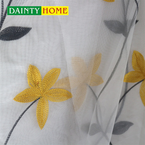 Precio al por mayor estilo asiático romántico flor cortinas bordado tul ventana cortinas transparentes para sala de estar cortinas bordadas - Product Image 3