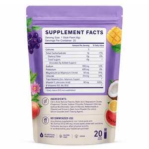 Mélange d'électrolytes végétaliens biologiques en poudre, boisson sans sucre, complément vitaminique pour adultes, hydratation, nutrition sportive, soutien immunitaire - Product Image 4