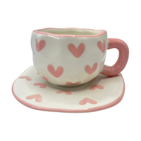 Tasses à café en céramique faites à la main de 280 ml avec assiettes, mugs irréguliers, ensemble de tasses pour le thé de l'après-midi, cadeau pour couple