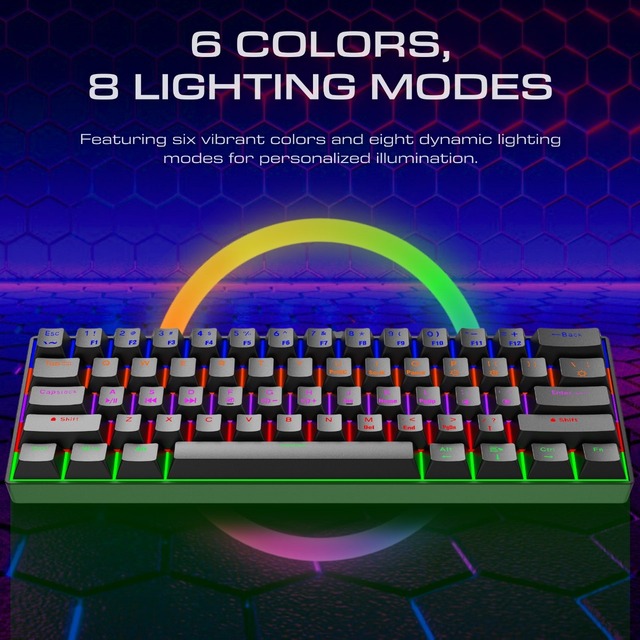 Hot Swap 68 Keys Wired RGB Mechanical Keyboard Blue Switch 3-Mode 61 Keys Portable Gaming Keyboard for Esports Games Keyboard
