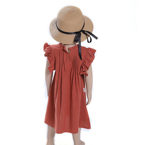 Vêtements pour enfants en lin respirant à manches bouffantes RTS, robe pour filles de 2 à 6 ans, prête à être expédiée - Product Image 3