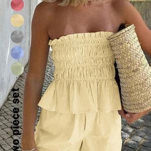 Conjunto Casual de Lino y Algodón para Mujer, Estilo Nuevo 2025, Dos Piezas con Top sin Mangas y Pantalones Cortos, Gran Venta OEM - Product Image 3