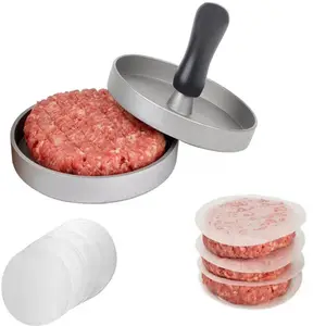 En aluminium Non-bâton Bourré Burger Presse Hamburger Patty Maker avec du papier ciré