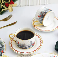 Ensemble de tasses à café et à thé en céramique plaquées or de luxe, collection de cadeaux pour le thé de l'après-midi des fêtes