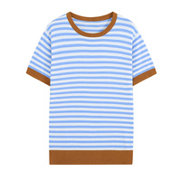 Vêtements pour femmes, automne 2026, nouvelle mode, t-shirt à manches courtes en tricot rayé simple et polyvalent, 3519102