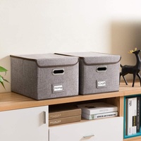 Caja organizadora de archivos plegable, de lino decorativo, archivador colgante, Carpetas con tapas, gabinete de oficina, carta