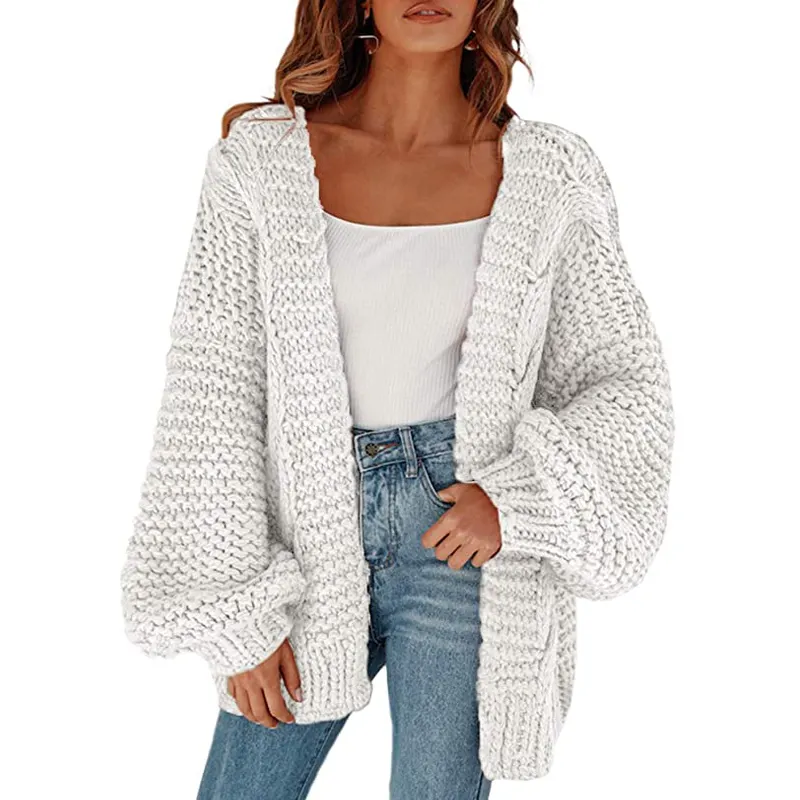 Wholesale Winter Comfortable Loose Batwing Sleeve Women Jacket Cashmere Cardigan Sweater Casual OEM Service Long Knitted Thick