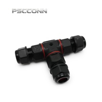 Connecteur étanche IP68 PSCCONN GW20 à 3 cœurs en T, boîtier en nylon robuste M20, 16A 400V pour câbles extérieurs haute puissance