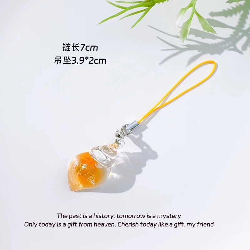 Coquille de conque orange - livrée avec une dragonne pour téléphone