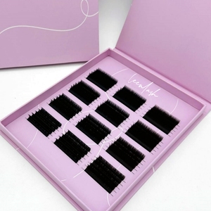 Biểu Tượng Tùy Chỉnh Fluffy Lụa Cá Nhân Lash Phần Mở Rộng Cổ Điển Sâu Màu Đen Nhãn Hiệu Riêng 0.03 Mega Matte Siêu Đen Lash Khay - Product Image 5