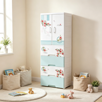 Armoire en plastique pour enfants à 5 niveaux 50x38x145cm, armoire de rangement pour bébé avec porte et tiroirs pour le rangement dans la chambre des enfants