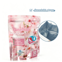 Pochette à soufflet mate en composite avec bec verseur pour emballage de perles de lessive, en BOPP/VMPET/PE, refermable avec fermeture éclair, anti-odeur, personnalisable avec logo